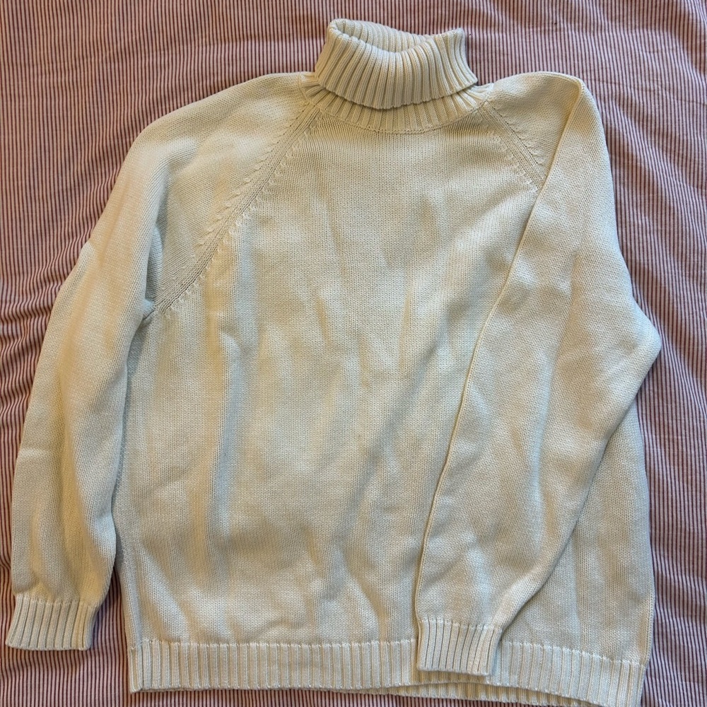 Cozy Vintage Lands' End Cream Turtleneck Sweater